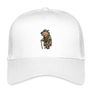 Alte Hexe mit Krücke | Oma - Kinder Trucker-Cap - Weiß - Vorne