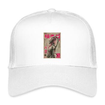 Mecha néon au milieu des actualités japonaises roses - Casquette trucker enfant - blanc - Devant