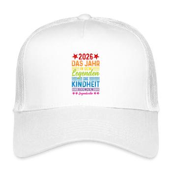 2026 Das Jahr in dem Legenden die Kindheit beenden - Kinder Trucker-Cap - Weiß - Vorne