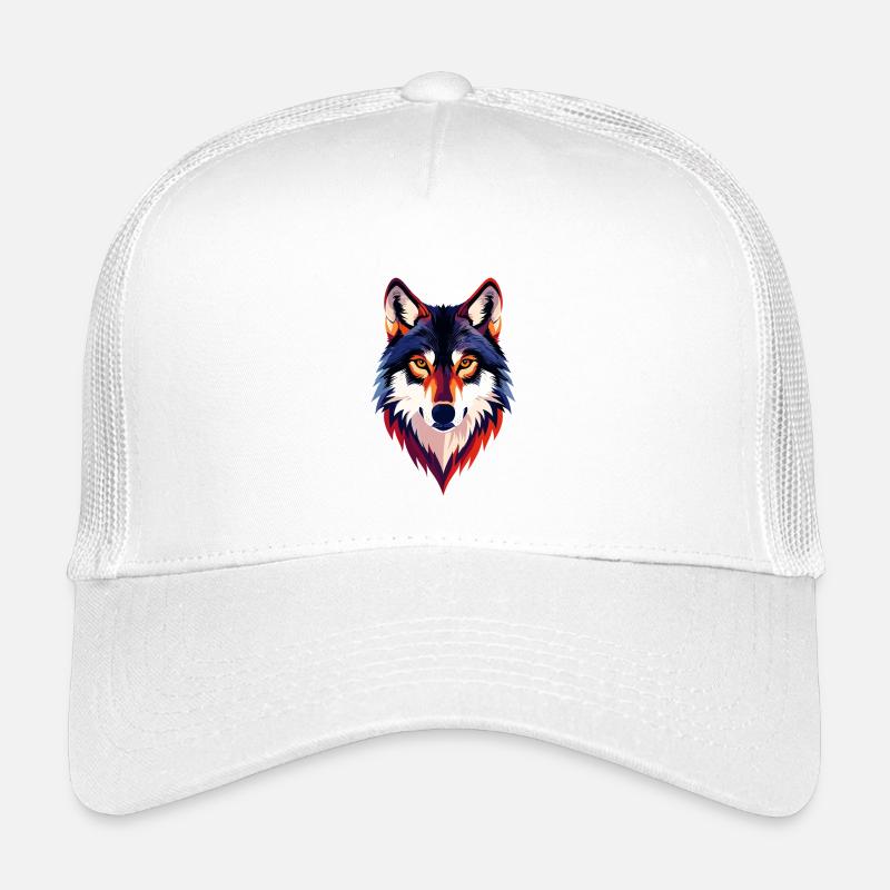Colored Wolf Head Wolf Look Wolf Head Motif Kids’ Trucker Cap