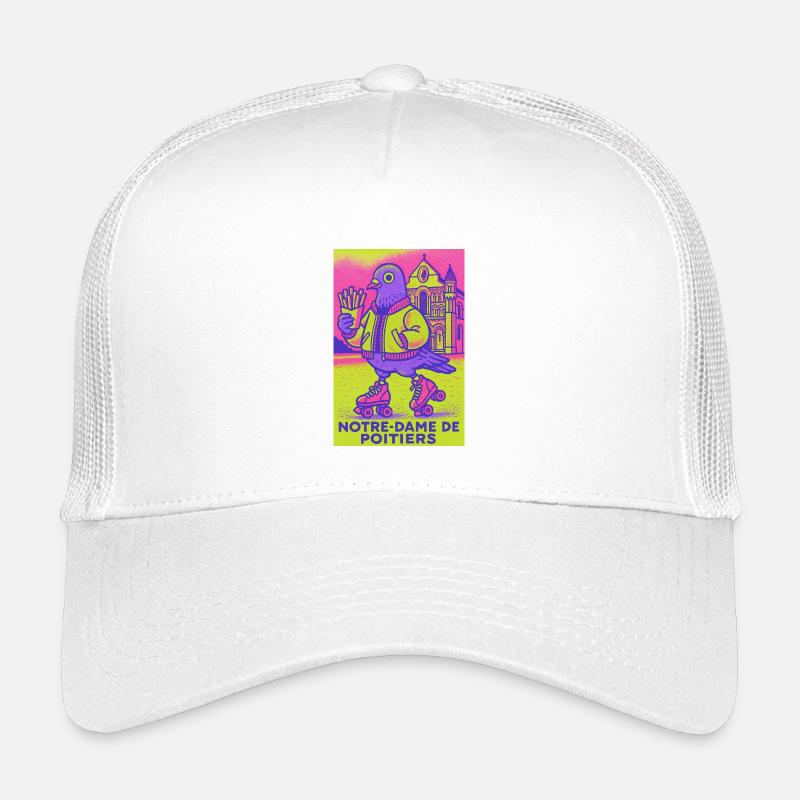 Neon_Pigeon_Roller-skater - Kids’ Trucker Cap - white