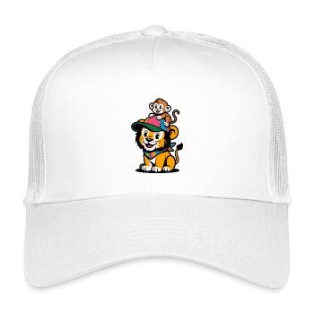 Lion et Singe mignons – Meilleurs amis - Casquette trucker enfant - blanc - Devant