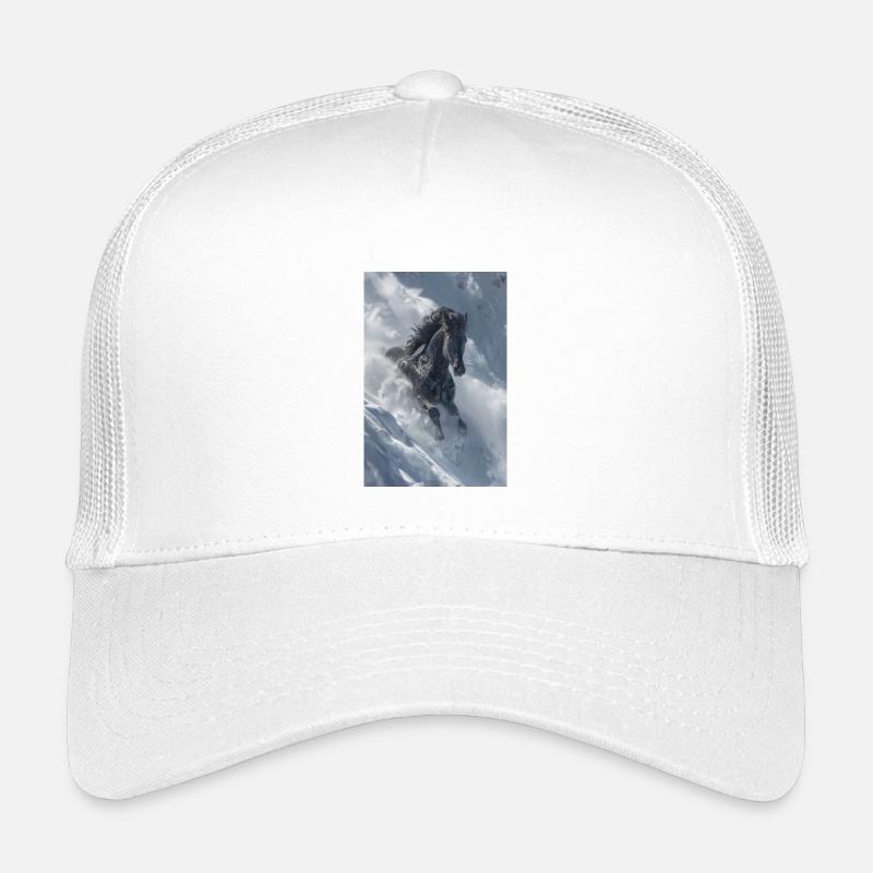 Winterhengst in Schneeverwehung - Kinder Trucker-Cap - Weiß