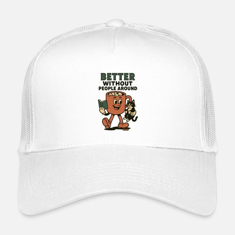 Besser Ohne Menschen Kaffee und Katze Kinder Trucker-Cap