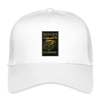 Bergen Norwegen – Vintage Reiseposter Art Deco - Kinder Trucker-Cap - Weiß - Vorne