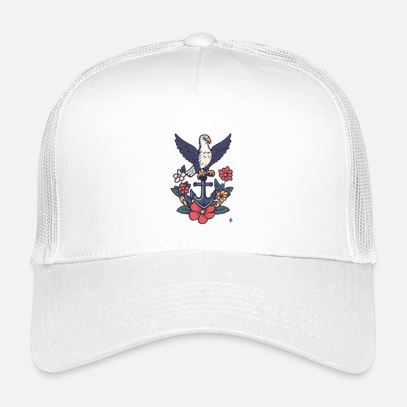 Anker mit Albatros und Blütenkranz Kinder Trucker-Cap