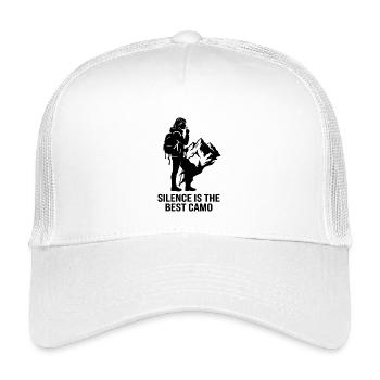 Schweigen ist der beste Tarnbergwanderer - Kinder Trucker-Cap - Weiß - Vorne