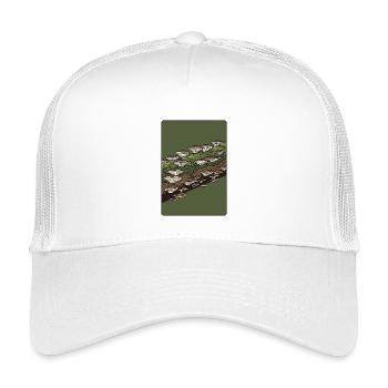 Waldpilze auf moosbedecktem Baumstamm - Kinder Trucker-Cap - Weiß - Vorne