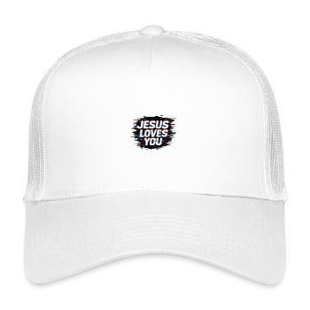 Jesus Loves You Glitch - Kids’ Trucker Cap - white - Front