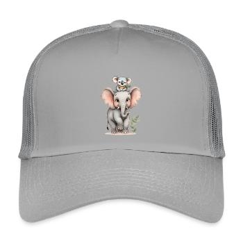 Wilde Freundschaft: Elefant und Koala 🐘 🐨 - Kinder Trucker-Cap - Hellgrau - Vorne