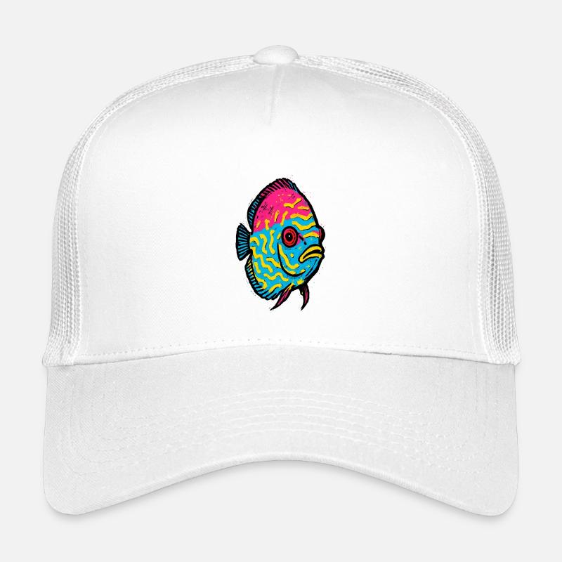 Pop Art Discus Fish Pink and Vibrant Yellow Kids’ Trucker Cap
