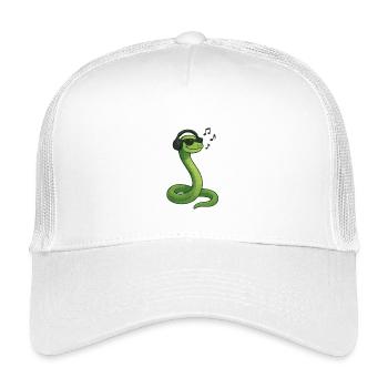 Snake Headphones Musik Vibe Illustration Kunst - Kinder Trucker-Cap - Weiß - Vorne