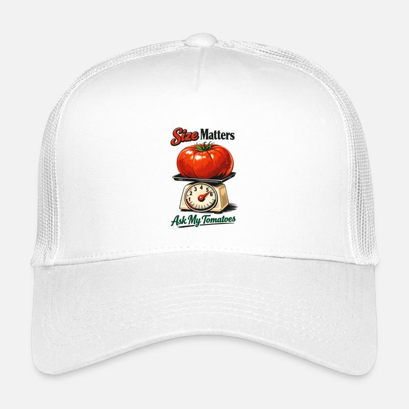 Size Matters: Funny giant tomato on scales Kids’ Trucker Cap