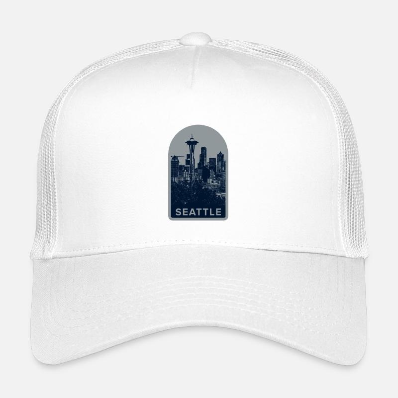 Seattle Skyline Badge: Space Needle Silhouette Kids’ Trucker Cap