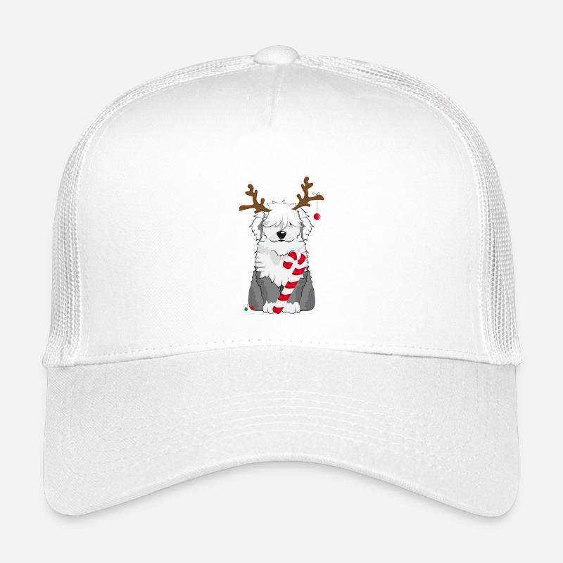 Chien bobtail avec canne à sucre et bois de renne Casquette trucker enfant