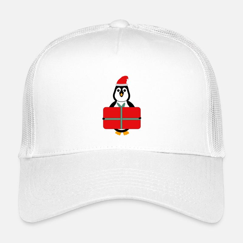 Pinguin mit Geschenk - Weihnachten - Kinder Trucker-Cap - Weiß