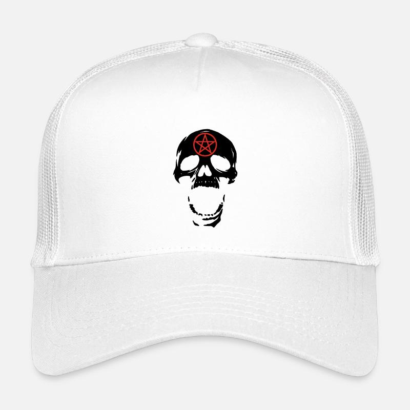 Schwarzer Totenkopf und rotes Pentagramm Kinder Trucker-Cap