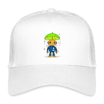 Petit robot sous la pluie - Casquette trucker enfant - blanc - Devant