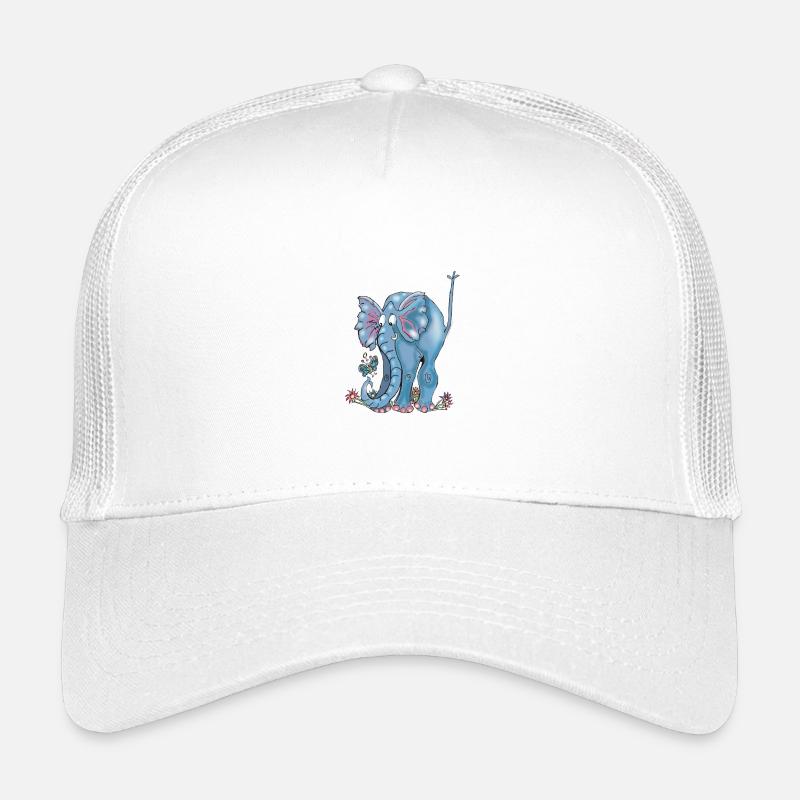 Verspielter blauer Elefant und Schmetterlinge Kinder Trucker-Cap