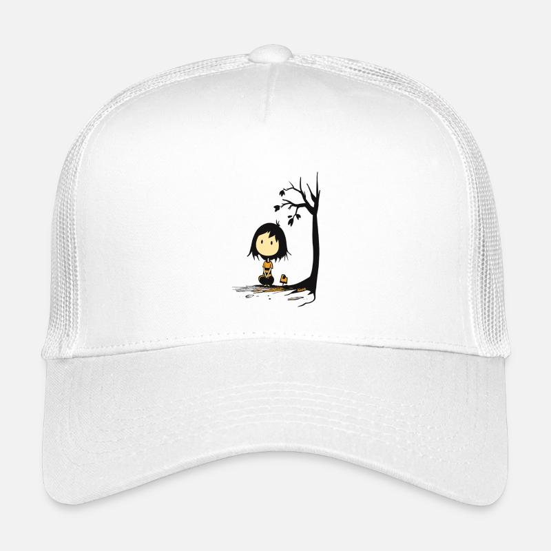 Wunderliches Mädchen unter sternenlosem Baum - Kinder Trucker-Cap - Weiß