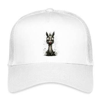 Funny llama with tongue – comic book splash - Kids’ Trucker Cap - white - Front