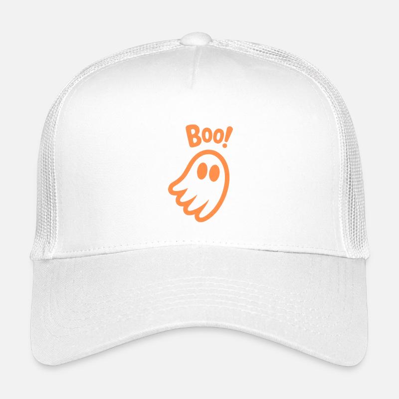 Buhruf! - Kinder süßer Geist Halloween Design - Kinder Trucker-Cap - Weiß