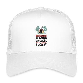 Ukulélé hawaïen ukélé si vous le pouvez - Casquette trucker enfant - blanc - Devant