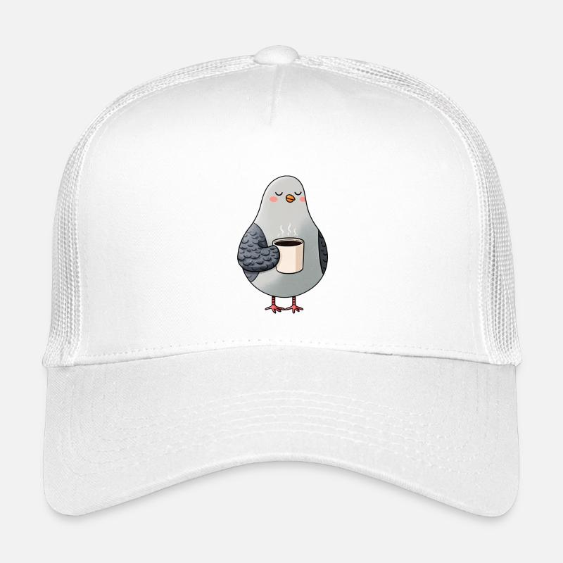 Cozy Pigeon Coffee Moment - Kinder Trucker-Cap - Weiß
