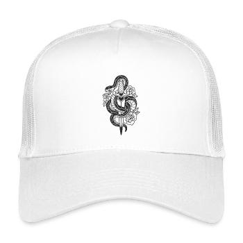 Schlange mit Rosen Tattoo-Design - Kinder Trucker-Cap - Weiß - Vorne