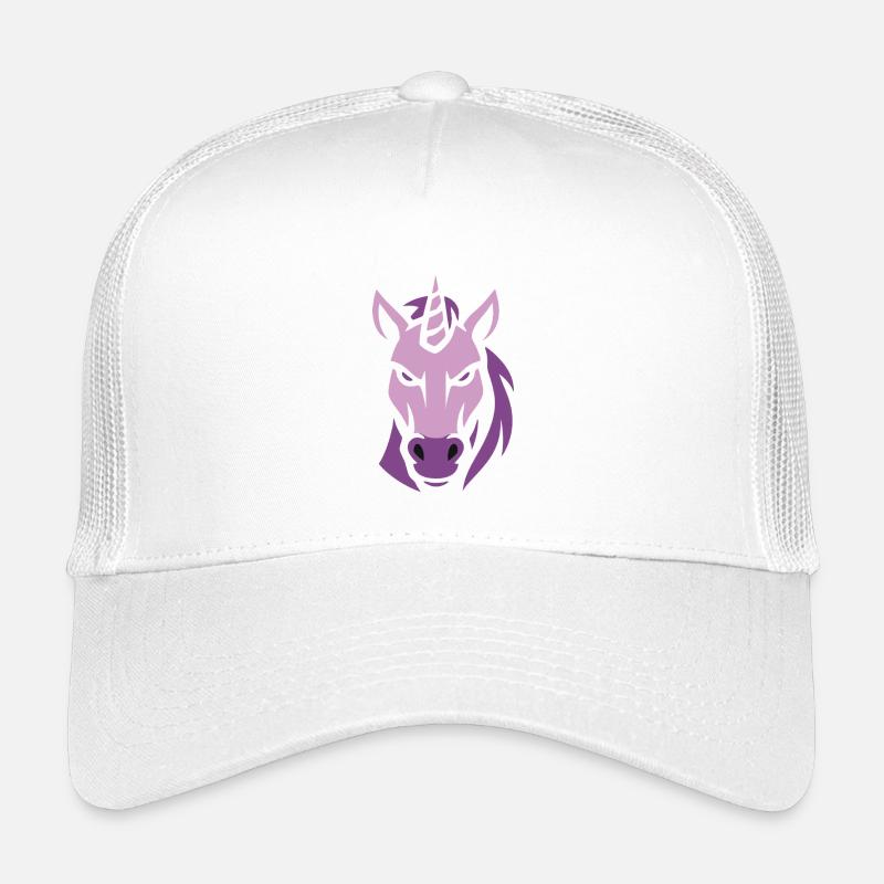 Lila Pferdekopf Stilisiert, Einhorn böse - Kinder Trucker-Cap - Weiß