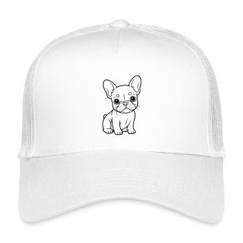 Kleiner Bulldog Linienporträt - Kinder Trucker-Cap - Weiß - Vorne