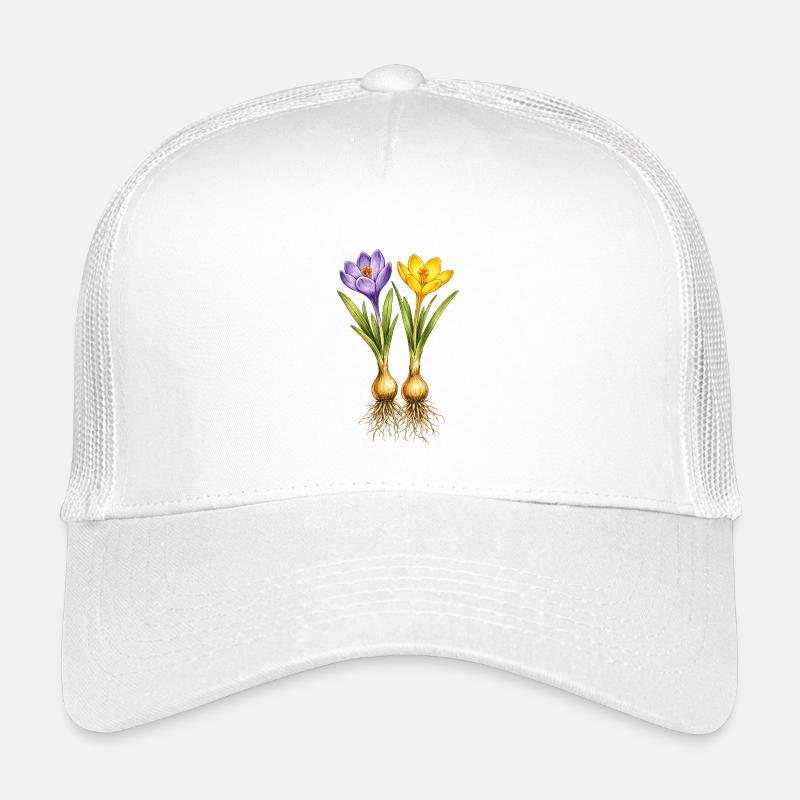 Crocus jaunes et violets avec des oignons Casquette trucker enfant