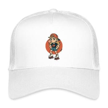 Rollschuh Mädchen mit Kaugummi - Kinder Trucker-Cap - Weiß - Vorne