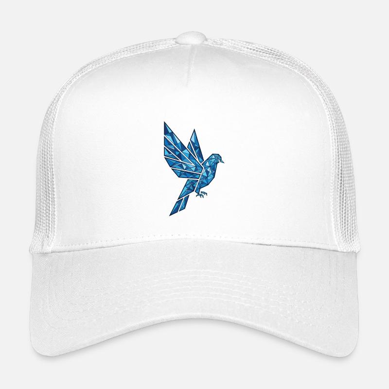 Polygon Taube Blau Flying–Abstract Geometric Dove - Kinder Trucker-Cap - Weiß