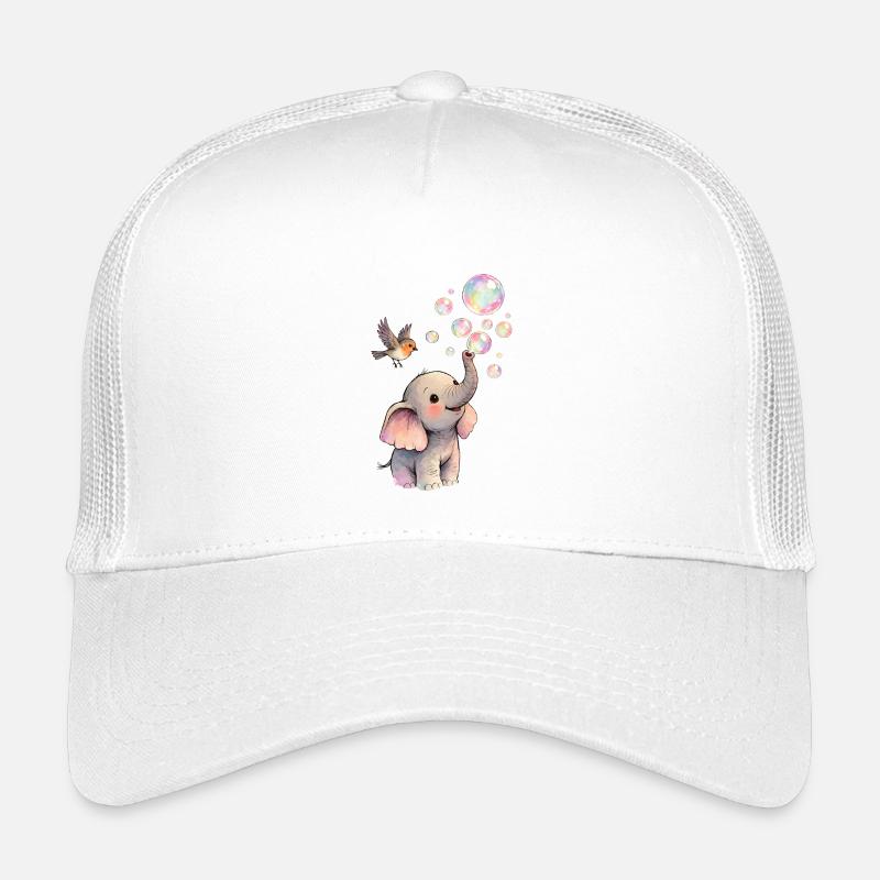 Baby elephant blows bubbles with bird 🐘 🐦 Kids’ Trucker Cap