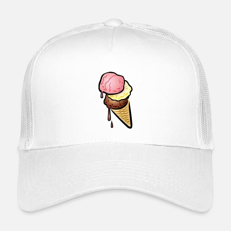 Eistüte mit drei Kugeln Eis - Kinder Trucker-Cap - Weiß
