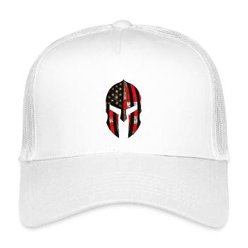 Old American Flag Spartan Helmet - Kids’ Trucker Cap - white - Front