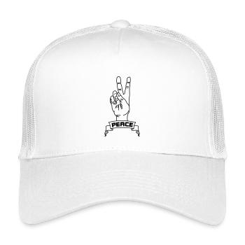 Handgesten Frieden mit Friedenstext - Kinder Trucker-Cap - Weiß - Vorne