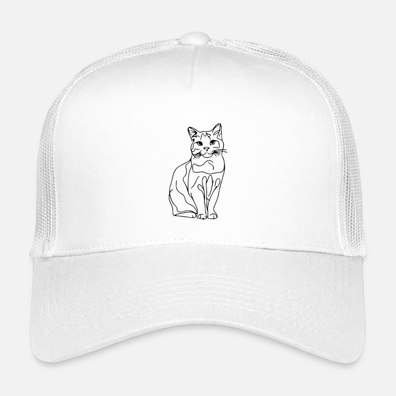 Cat_ one line drawing - Kids’ Trucker Cap - white