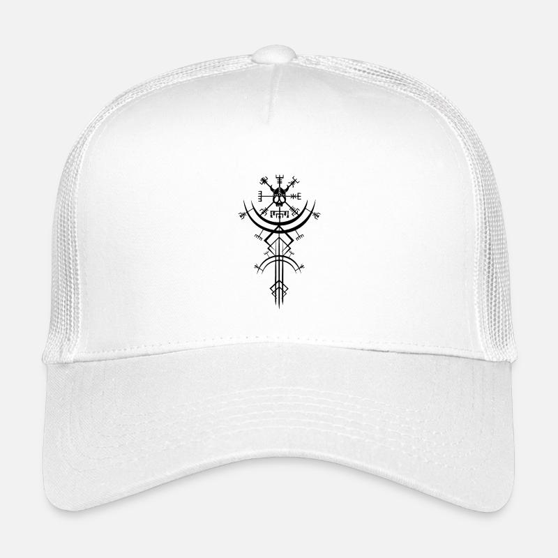 Schwarzer Totenkopf und Wikinger-Kompass Kinder Trucker-Cap