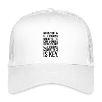no results keep working bad results keep working - Kids’ Trucker Cap - white - Front