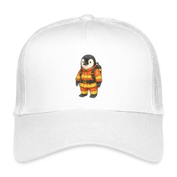 Cute Penguin Firefighter Safety Hero - Kids’ Trucker Cap - white - Front