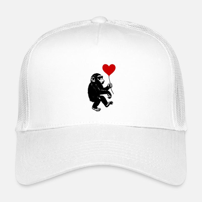 Affe mit rotem Herz Ballon Kinder Trucker-Cap