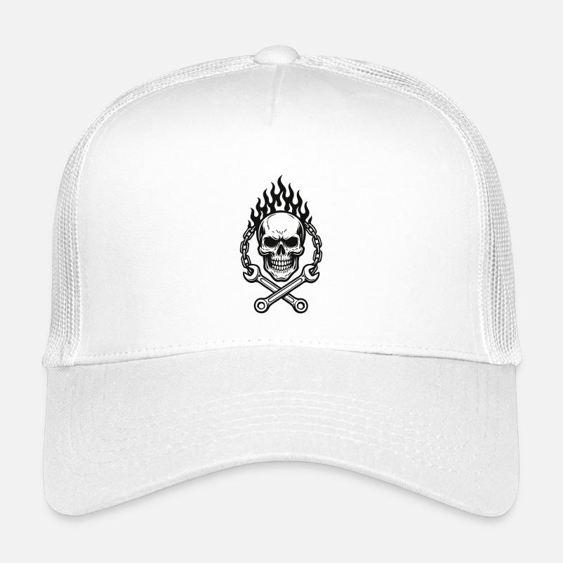 Skull & Wrench Design - Kinder Trucker-Cap - Weiß
