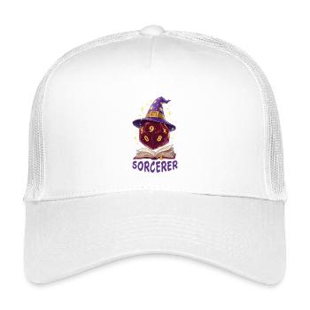 W20 schwebend über Buch – Sorcerer Cartoon - Kinder Trucker-Cap - Weiß - Vorne