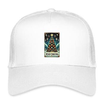 Sapin de Noël vintage étoilé - Casquette trucker enfant - blanc - Devant