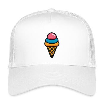 Eis in Waffel in Sommerfarben - Kinder Trucker-Cap - Weiß - Vorne