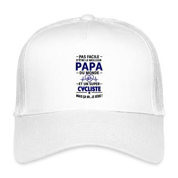 Heart + Cycling – Super Dad Cyclist - Kids’ Trucker Cap - white - Front