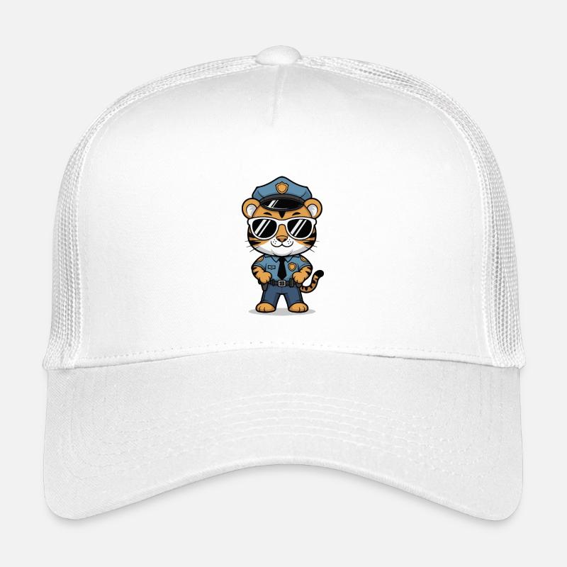 Tiger Polizist Sonnenbrille - Kinder Trucker-Cap - Weiß