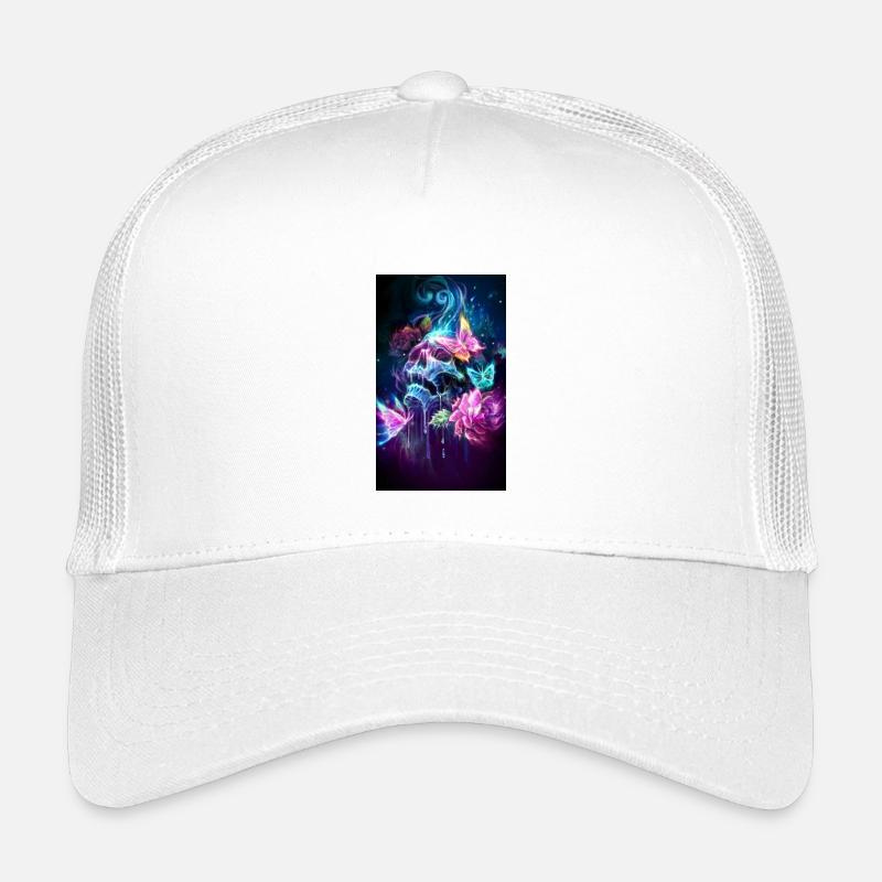 Neon-Schmetterlinge im Blütenflug - Kinder Trucker-Cap - Weiß